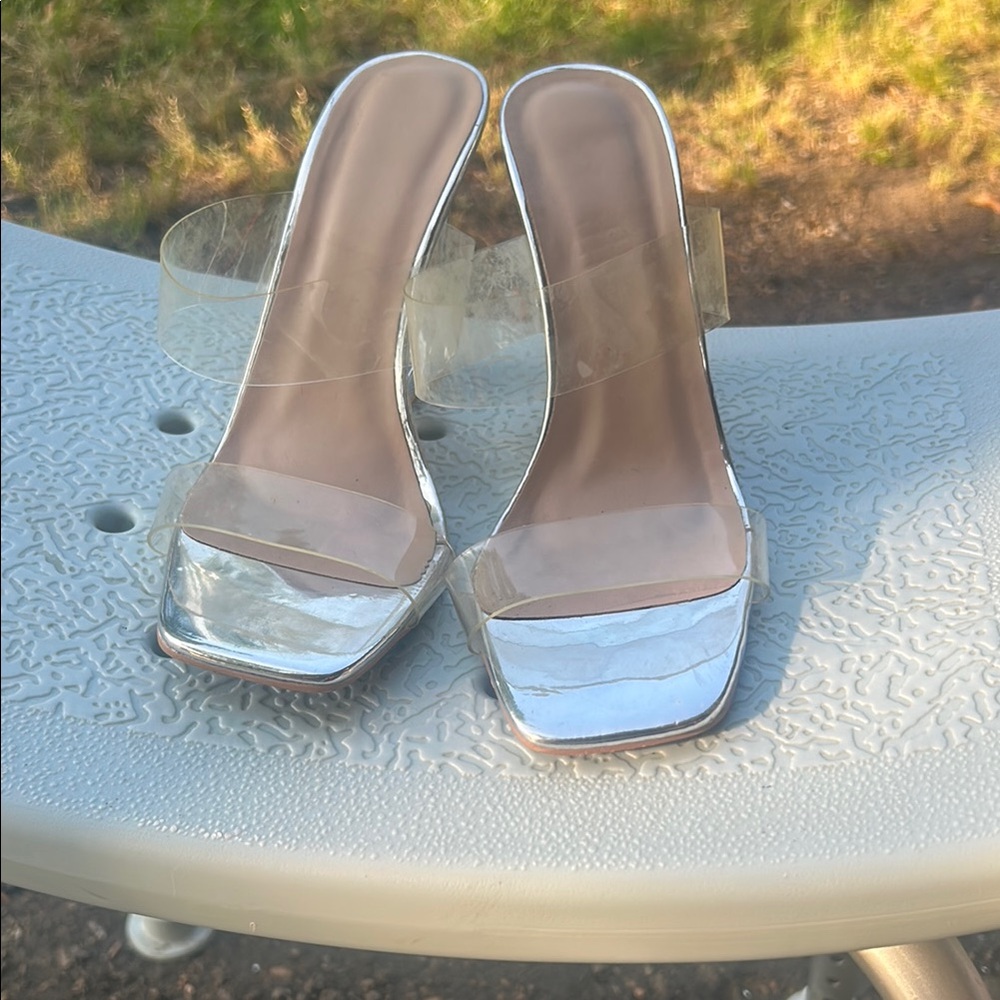 Silver Women's Heeled Sandals